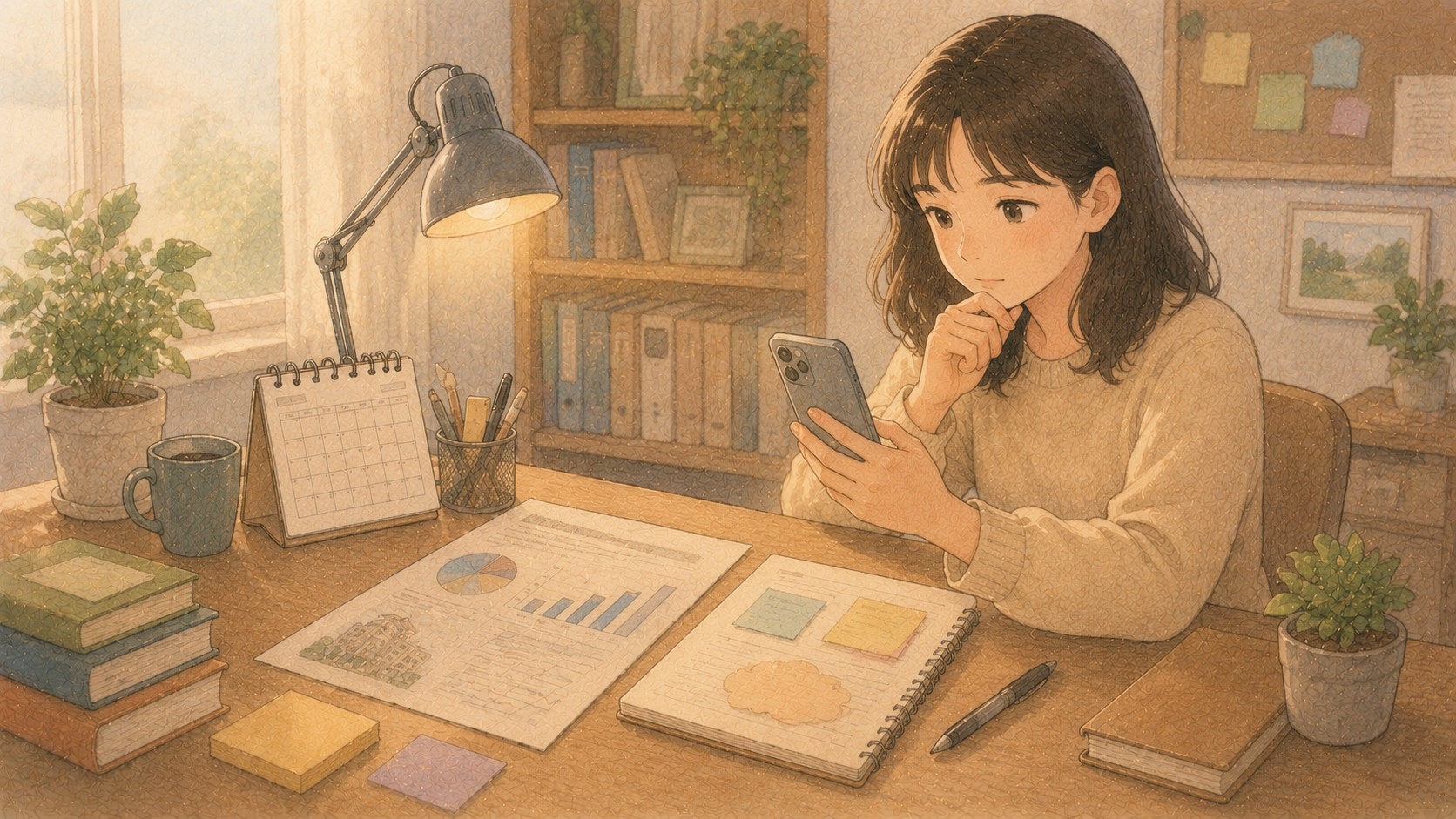 실적 발표와 기대치를 함께 살펴보는 초보 투자자 일러스트